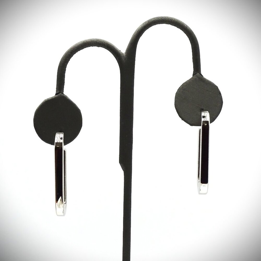 BURBERRY Two-in-One Rhodium Plated Blue Resin Convertible Dangle Earrings - Picture 8 of 12